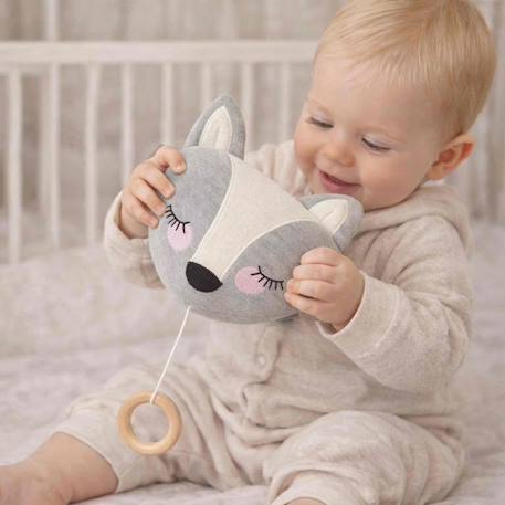 Peluche musicale renard en coton bio Gris 2 - vertbaudet enfant 