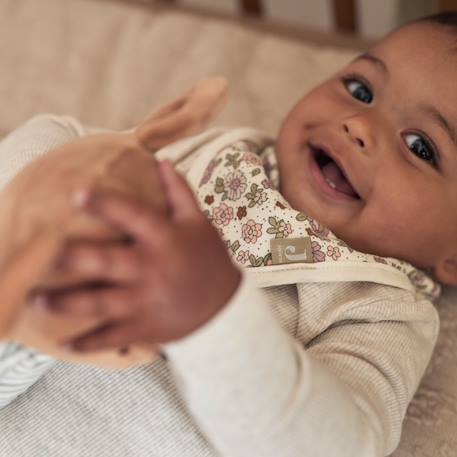Lots de 2 bavoirs bandana en coton Blanc, marron clair+Multicolore fleuri 11 - vertbaudet enfant 