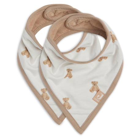 Lots de 2 bavoirs bandana en coton Blanc, marron clair+Multicolore fleuri 1 - vertbaudet enfant 