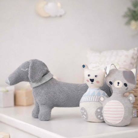 Peluche en coton bio doudou chien teckel Gris 5 - vertbaudet enfant 