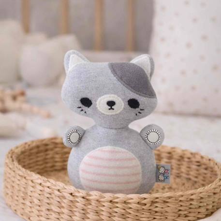 Jouet d'éveil bébé – culbuto chat en coton Gris 3 - vertbaudet enfant 