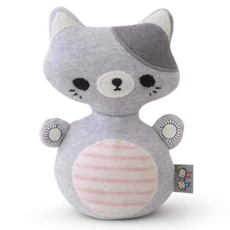 Jouet d'éveil bébé – culbuto chat en coton Gris 1 - vertbaudet enfant 