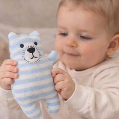 Peluche musicale ourson en coton Bleu 3 - vertbaudet enfant 