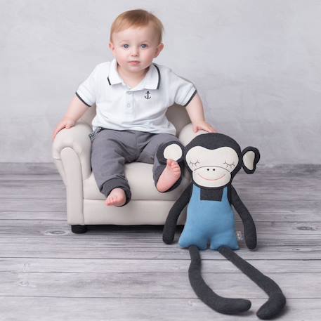 Grande peluche singe en coton tricoté Bleu 5 - vertbaudet enfant 