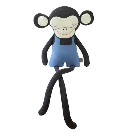 Grande peluche singe en coton tricoté Bleu 1 - vertbaudet enfant 