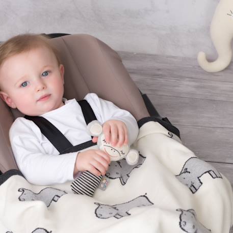 Hochet tricoté en coton bio Beige, chien+Beige, singe+Bleu, ourson+Gris, dino+Multicolore, lapin+Multicolore, toucan+Rose 8 - vertbaudet enfant 