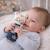 Hochet tricoté en coton bio Bleu 2 - vertbaudet enfant 