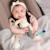 Hochet tricoté en coton bio Beige, chien+Beige, singe+Bleu, ourson+Gris, dino+Multicolore, lapin+Multicolore, toucan+Rose 31 - vertbaudet enfant 