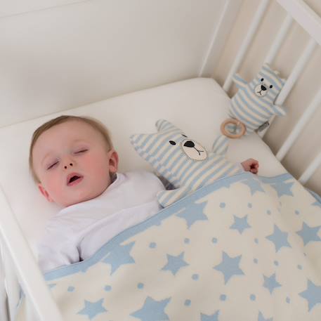 Hochet tricoté en coton bio Beige, chien+Beige, singe+Bleu, ourson+Gris, dino+Multicolore, lapin+Multicolore, toucan+Rose 15 - vertbaudet enfant 