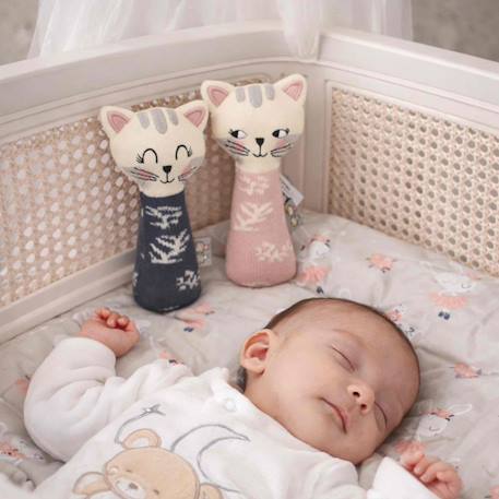 Hochet tricoté en coton bio Bleu 4 - vertbaudet enfant 