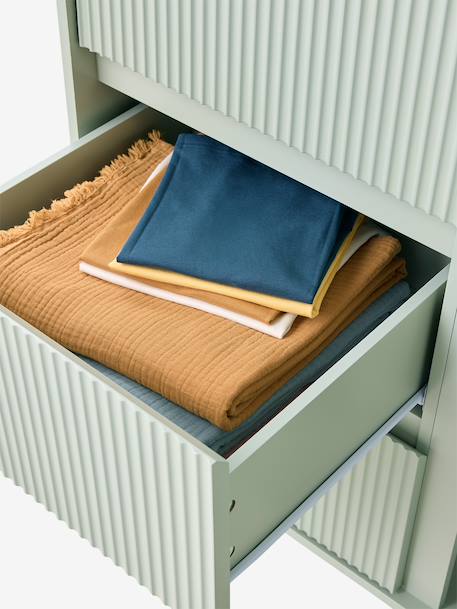 Armoire 2 portes 2 tiroirs cannelé vert 7 - vertbaudet enfant 
