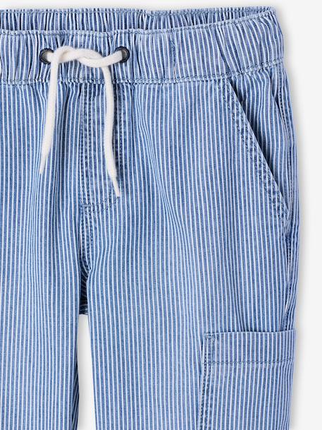 Pantalon denim garçon battle coton rayé bleu 6 - vertbaudet enfant 
