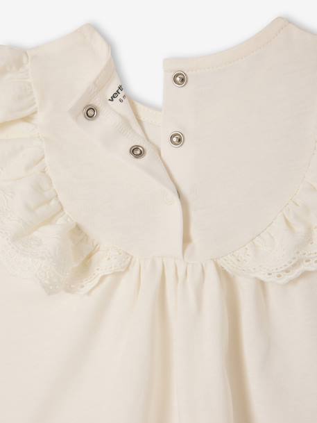 T-shirt broderie anglaise bébé fille écru+rose 2 - vertbaudet enfant 