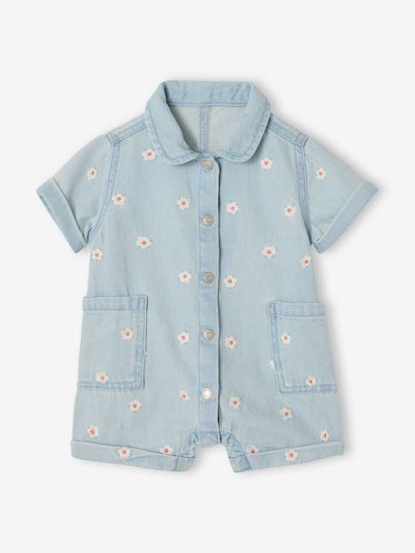 Combishort bébé fille denim denim bleached 6 - vertbaudet enfant 