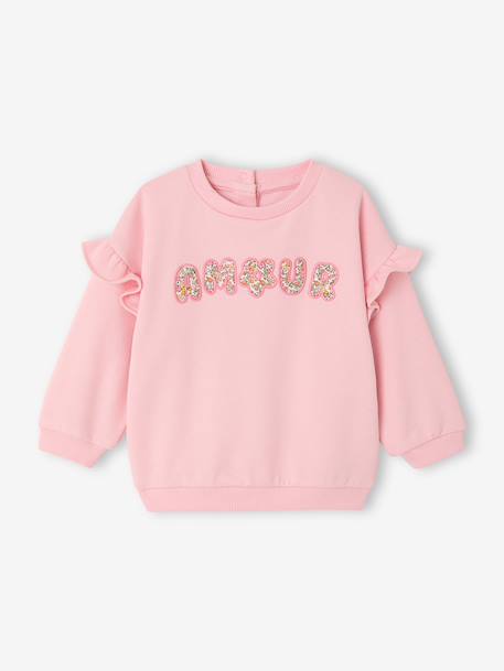 Sweat manches longues bébé fille rose pâle 1 - vertbaudet enfant 