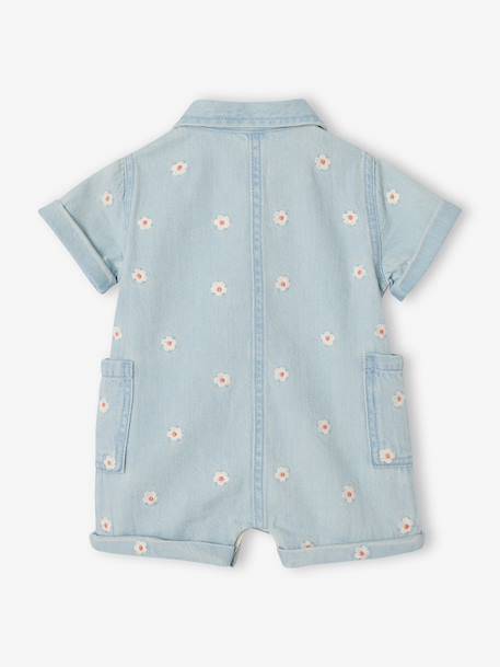 Combishort bébé fille denim denim bleached 3 - vertbaudet enfant 