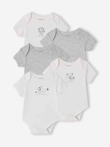 Lot 5 bodies bébé manches courtes lot blanc 1 - vertbaudet enfant 