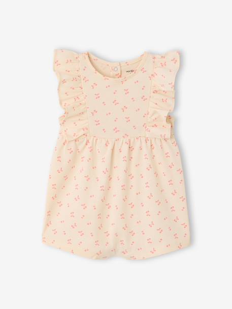 Combishort bébé fille manches volantées écru+rose 1 - vertbaudet enfant 