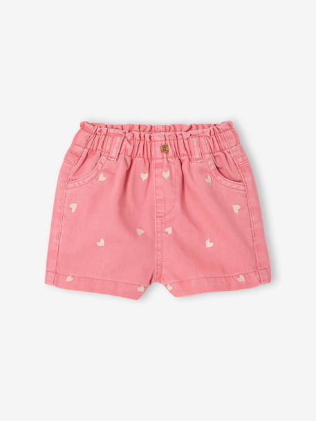 Short bébé fille brodé rose bonbon 1 - vertbaudet enfant 