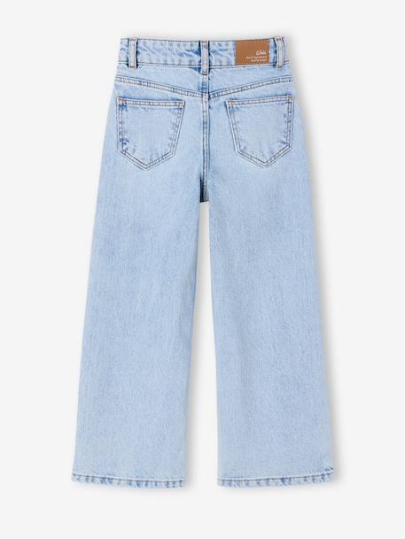 Jean fille large morphologik tour de hanches fin bleached+bleu foncé+stone 2 - vertbaudet enfant 