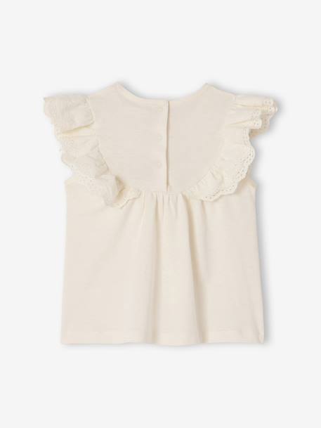 T-shirt broderie anglaise bébé fille écru+rose 3 - vertbaudet enfant 