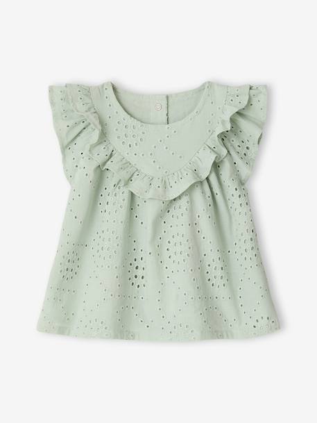 Blouse bébé fille broderie anglaise vert d'eau 2 - vertbaudet enfant 