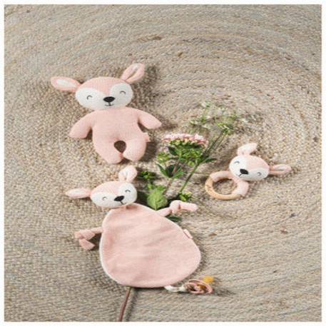 Doudou attache sucette biche Blanc, marron+Marron savanne+Rose, blanc, noir+Vert tendre+Vert, blanc, noir 12 - vertbaudet enfant 