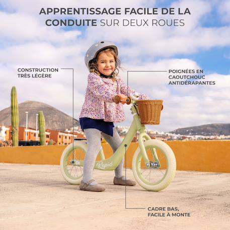 Draisienne Kinderkraft RAPID 2 x BIZUU avec Cadre en Magnésium Léger, Roues Increvables, Selle Réglable et Panier Beige+Bleu+Noir+Rosa+Vert 20 - vertbaudet enfant 