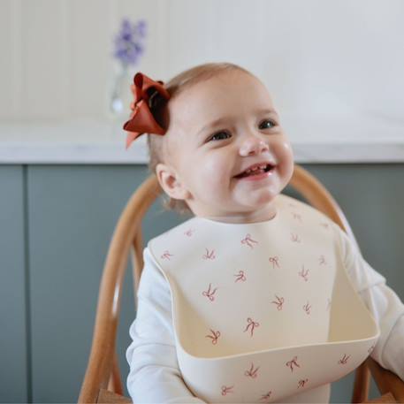 Bavoir à poche en silicone bows Ecru, rose 4 - vertbaudet enfant 