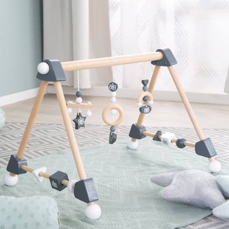 Portique d'éveil en bois massif + 3 pendentifs - arche d'activités Blanc - gris / miffy+Multicolore+Naturel / Anthracite 10 - vertbaudet enfant 