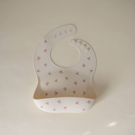Bavoir à poche en silicone bows Ecru, rose 2 - vertbaudet enfant 