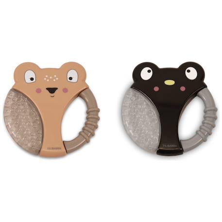 Lot de 2 anneaux de dentition animaux beige et noir Beige, noir 1 - vertbaudet enfant 