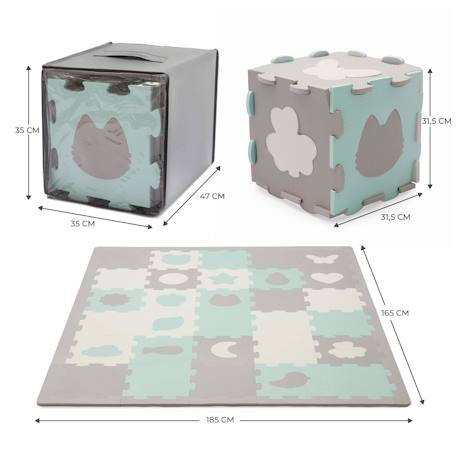 Tapis en mousse 2 en 1 - tapis puzzle pour bébé Jaune+Menthe 12 - vertbaudet enfant 