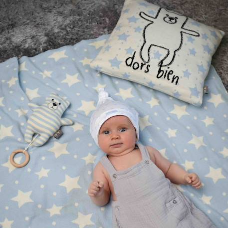 Taie de coussin en coton biologique Bleu, chaton+Écru, ourson+Gris, dino+Gris, renard+Gris, singe+Gris, toucan+Noir, chien+Rose, chat 10 - vertbaudet enfant 