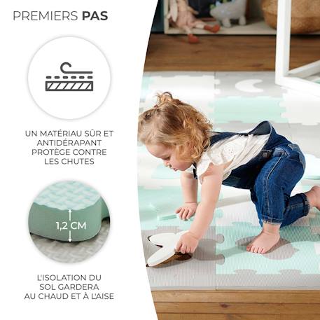 Tapis en mousse 2 en 1 - tapis puzzle pour bébé Jaune+Menthe 9 - vertbaudet enfant 