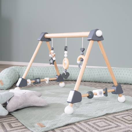 Portique d'éveil en bois massif + 3 pendentifs - arche d'activités Blanc - gris / miffy+Multicolore+Naturel / Anthracite 8 - vertbaudet enfant 