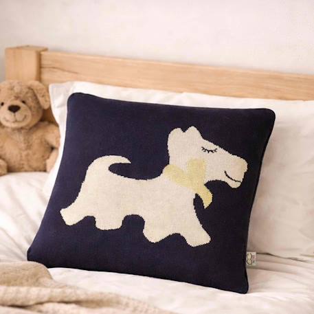 Taie de coussin en coton biologique Bleu, chaton+Écru, ourson+Gris, dino+Gris, renard+Gris, singe+Gris, toucan+Noir, chien+Rose, chat 34 - vertbaudet enfant 
