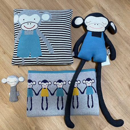 Taie de coussin en coton biologique Bleu, chaton+Écru, ourson+Gris, dino+Gris, renard+Gris, singe+Gris, toucan+Noir, chien+Rose, chat 26 - vertbaudet enfant 