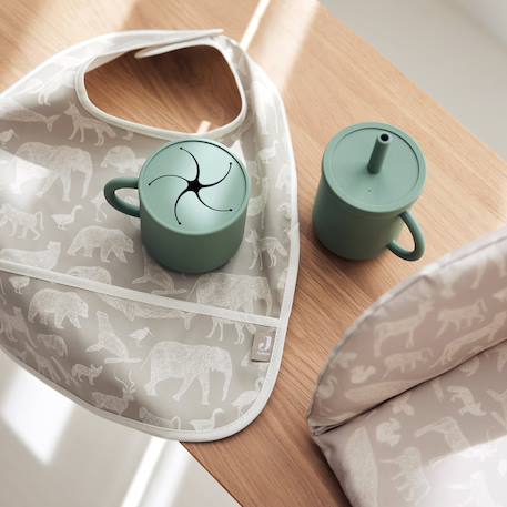 Lot de 2 bavoirs imperméables Beige, blanc+Blanc, vert, jaune+Ecru, marron+Ecru, vert+Marron chataigne+Rose des bois 22 - vertbaudet enfant 
