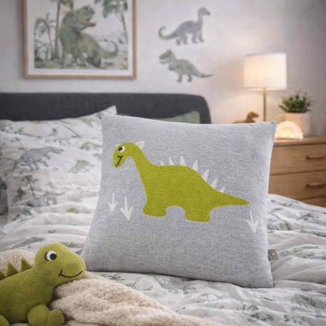Taie de coussin en coton biologique Bleu, chaton+Écru, ourson+Gris, dino+Gris, renard+Gris, singe+Gris, toucan+Noir, chien+Rose, chat 13 - vertbaudet enfant 