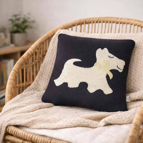 Taie de coussin en coton biologique Bleu, chaton+Écru, ourson+Gris, dino+Gris, renard+Gris, singe+Gris, toucan+Noir, chien+Rose, chat 32 - vertbaudet enfant 