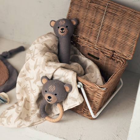 Hochet bébé en coton Blanc, marron+Gris, marron+Marron clair 8 - vertbaudet enfant 