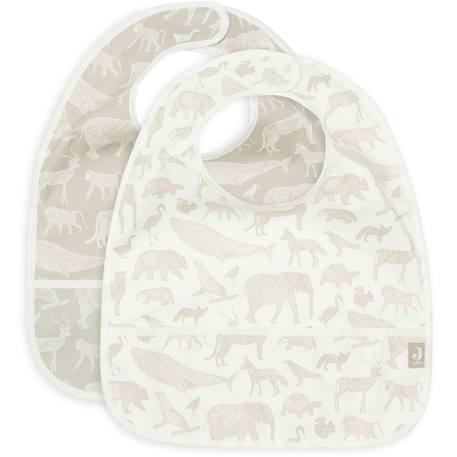 Lot de 2 bavoirs imperméables Beige, blanc+Blanc, vert, jaune+Ecru, marron+Ecru, vert+Marron chataigne+Rose des bois 18 - vertbaudet enfant 