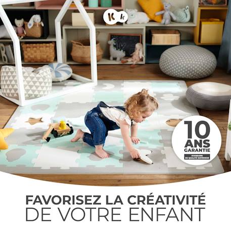 Tapis en mousse 2 en 1 - tapis puzzle pour bébé Jaune+Menthe 8 - vertbaudet enfant 