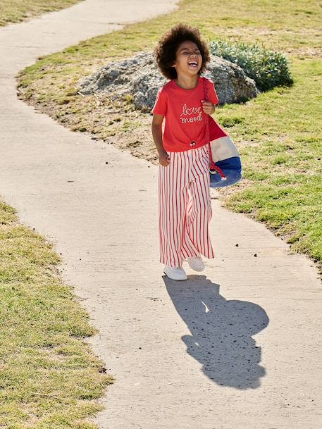 T-shirt fille détail noeud fantaisie écru+rayé bleu+rouge 12 - vertbaudet enfant 