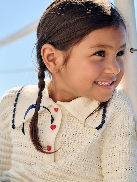 Pull fille en maille fantaisie écru 2 - vertbaudet enfant 