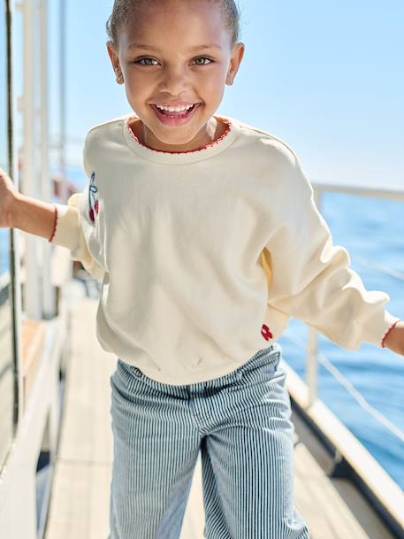 Sweat fille avec patchs écru 2 - vertbaudet enfant 