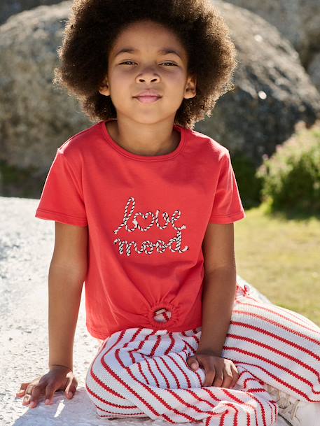 T-shirt fille détail noeud fantaisie écru+rayé bleu+rouge 7 - vertbaudet enfant 