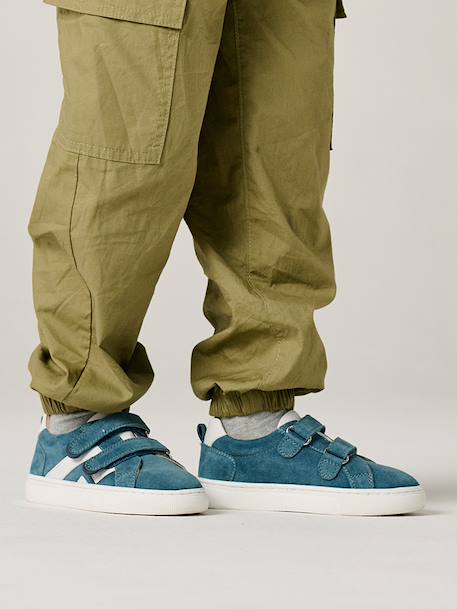 Baskets enfant cuir scratchs bleu jean+lot bleu+lot vert+marine 1 - vertbaudet enfant 