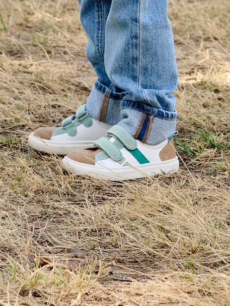 Baskets enfant cuir scratchs bleu jean+lot bleu+lot vert+marine 12 - vertbaudet enfant 